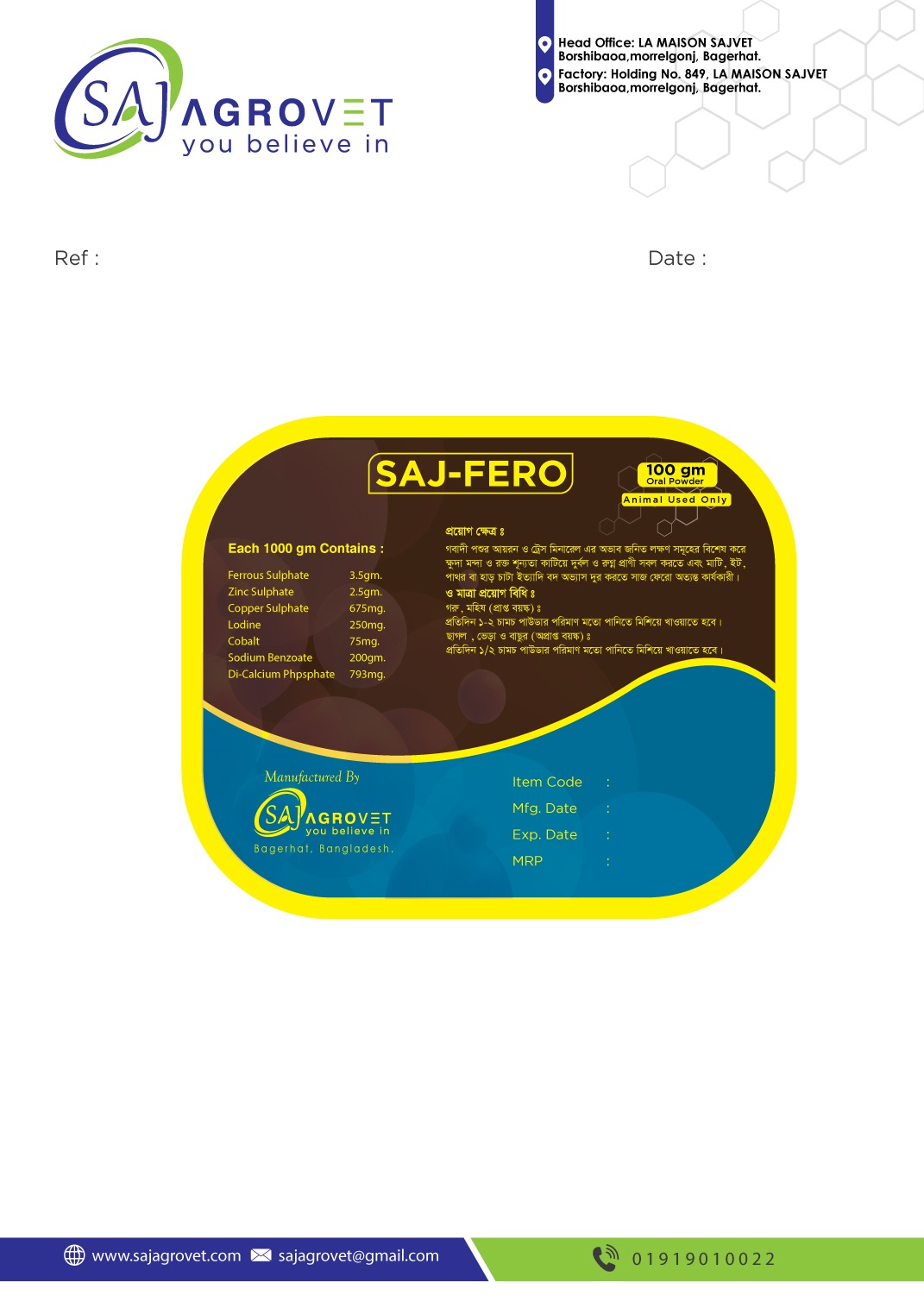SAJ-FERO – Iron & Trace Mineral Supplement (100 gm)